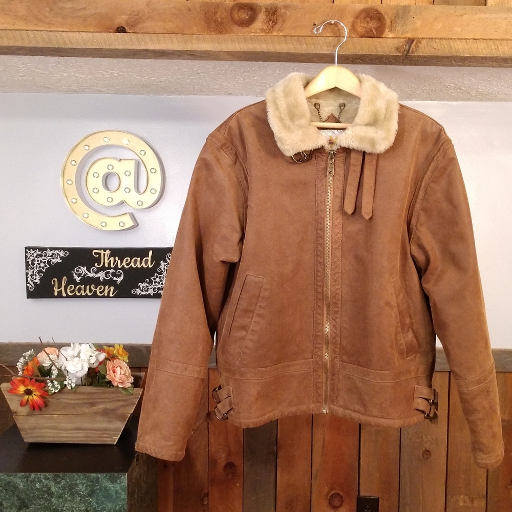 Leather Bomber Coat Ameri Mode - image 1